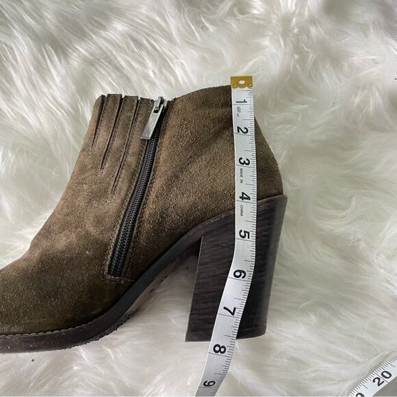 Aquatalia | Womens Loren Waterproof Block Heel Bootie Boots Olive Green Suede 10 - Picture 7 of 10